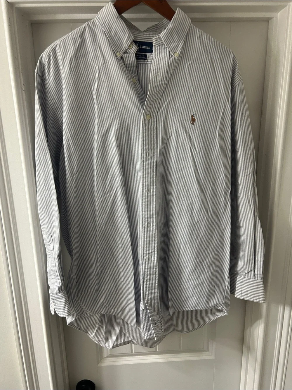 Polo by Ralph Lauren Light Blue and White Striped Button-Down Shirt